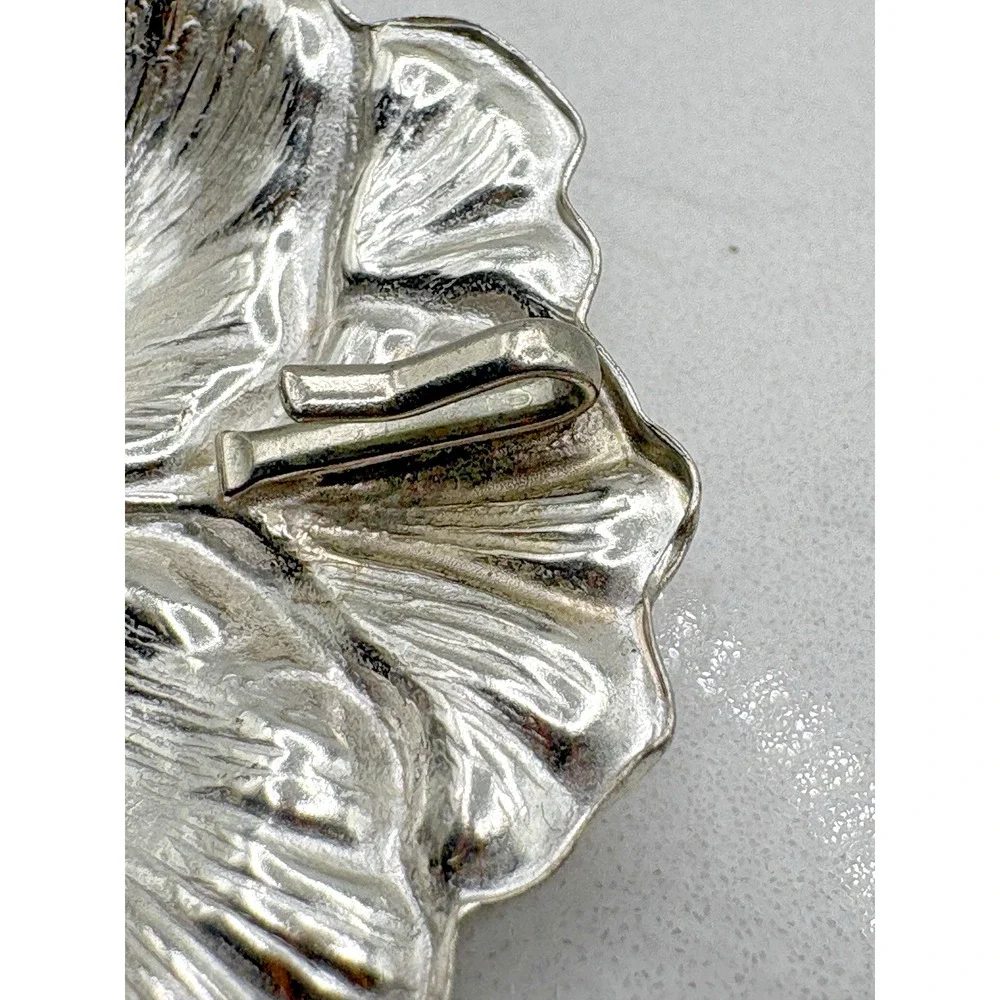 Set Earrings Brooch Pin Vintage Sterling Silver Repousse Pansy Flowers 14.26g